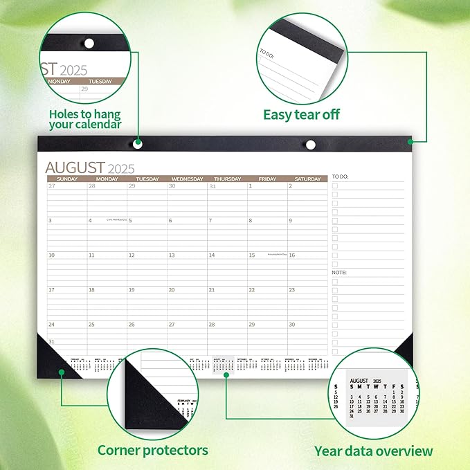 Desk Calendar 2025 Wall Calendars, December 2024 - December 2025 Monthly Planner Paper Office Desktop 17"X 12", 14-Months, Planning and Organizing Home, School, Office, Holiday, Vacation