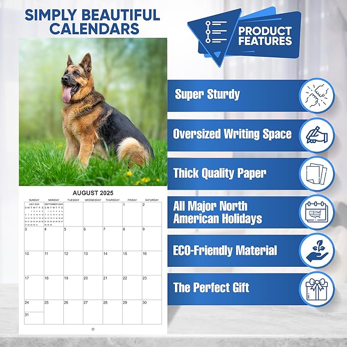 2025 German Shepherds Monthly Wall Calendar | 12" x 24" | Thick Sturdy Paper | Dog Calendar 2024-2025