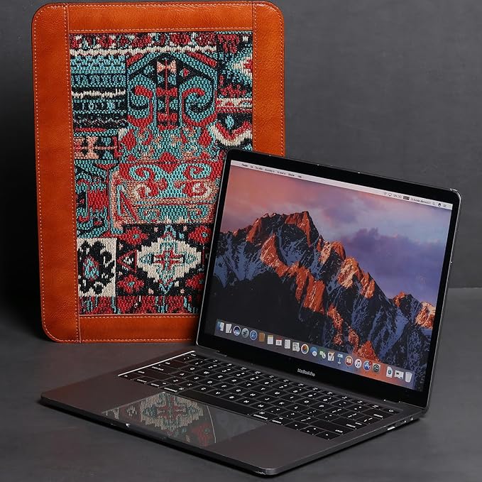 Laptop Sleeve 15.6-16 Inch for MacBook Pro/Max M4 M3 M2 M1,Genuine Leather Laptop Case Compatible MacBook Air 15 M3 M2,Laptop Protective Pouch,Brown