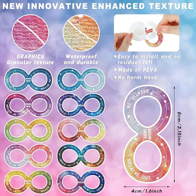 80 Pcs Anxiety Sensory Stickers with Inspirational Quotes Calm Textured Strips Relief Mental Health Stickers School Office Adhesive Sensory Tape Anti Stress Toys for Adults Teens (Novelty)