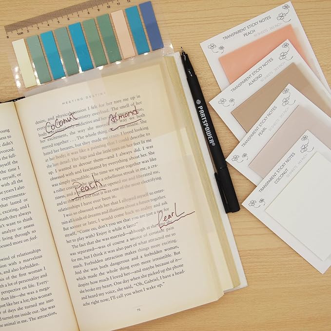 Pastel Transparent Sticky Notes, 4 Pads 3X3 Inch See Through Annotating Sticky Notes for Annotating, Bible Journaling Supplies, Office School Supplies, 50 Sheets/Pad