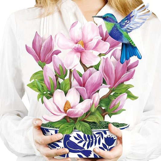 Airpark Paper Pop Up Cards, Magnolia Flowers & Bird, 12inch Paper Flowers 3D Popup Cards with Blank Note Card and Envelope for Birthday, Anniversary, Easter, Get Well Gifts for Women Lover