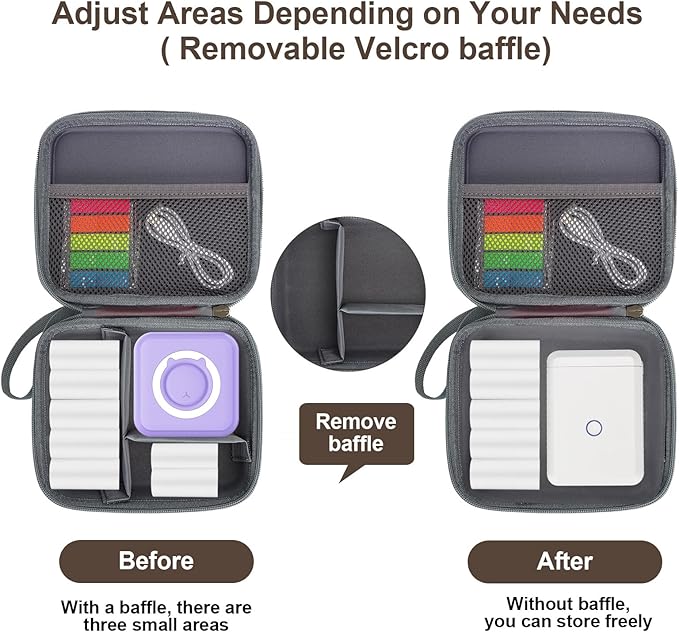 QYCHHJ Carrying Case for Phomemo T02/Memoking/HUIJUTCHEN Mini Sticker Printer, Portable Hard Travel Case for Label Maker, Thermal Printer Paper, Pink