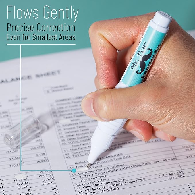 Mr. Pen- Correction Pen, Correction Fluid, Pack of 12, Correction liquid White, White Correction Fluid, White Fluid, White Correction Tape Pen Fluid