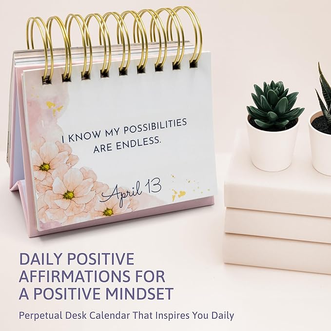 Daily Affirmation Calendar, Undated Inspirational Desk Calendar, Inspirational Gifts for Women, Daily Affirmations for Women, Pink Gifts for Women, Daily Flip Calendar, Motivational Gifts for Women