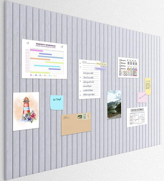 Smarpau Large Cork Board Alternative 12 Pack Felt Wall Tiles for Office 48"x36" Felt Bulletin Boards Tiles Slat Wall Paneling Pin Board Tack Board Alternative Gray