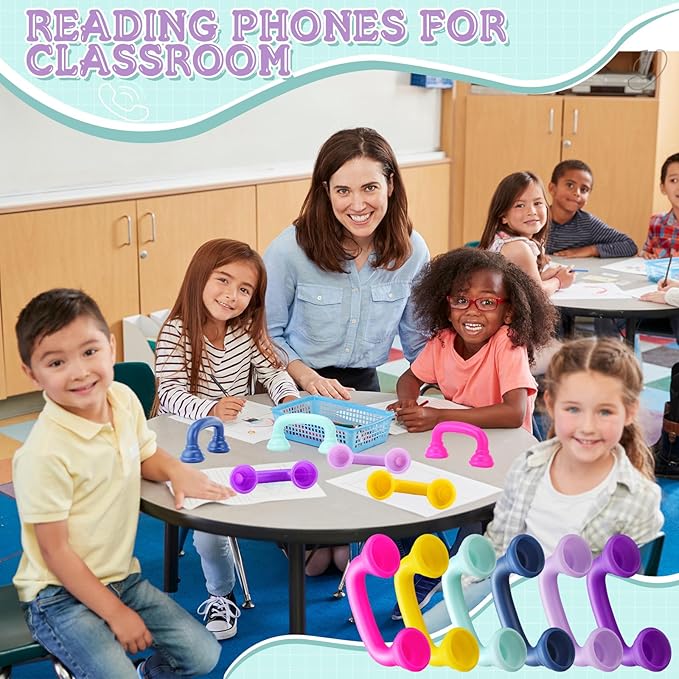 Shappy Bulk Whisper Reading Phones 24 Pcs Whisper Auditory Feedback Phone Classroom Manipulative Hear Myself Sound Speech Therapy Tool for Kids Accelerate Reading Fluency Pronunciation(Rainbow Color)