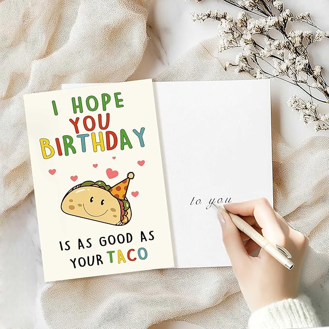 Funny Birthday Card for Men, Happy Birthday Gift for Husband, Boyfriend, Him, Humor Taco Bday Decorations Ideas