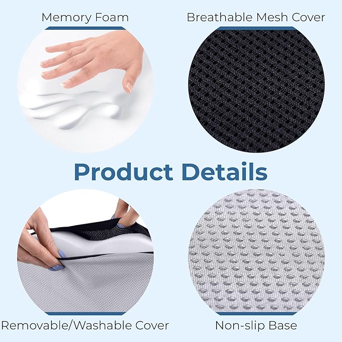 5 STARS UNITED Seat Cushion for Desk Chair - Tailbone, Coccyx Sciatica Pain Relief - Office Chair Cushions - Wheelchair Cushions - Car Seat Cushions - Pressure Relief Lifting Cushions