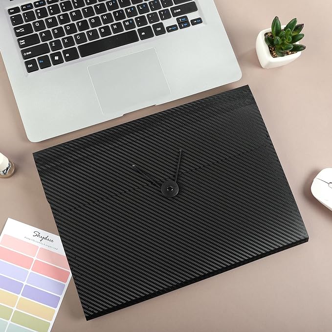 SKYDUE Expanding File Folder with 7 Pockets, Accordion File Organizer, Folders for Documents,Portable Receipt Paper Organizer,Letter Size Filing Folder School Office Supplies,Black