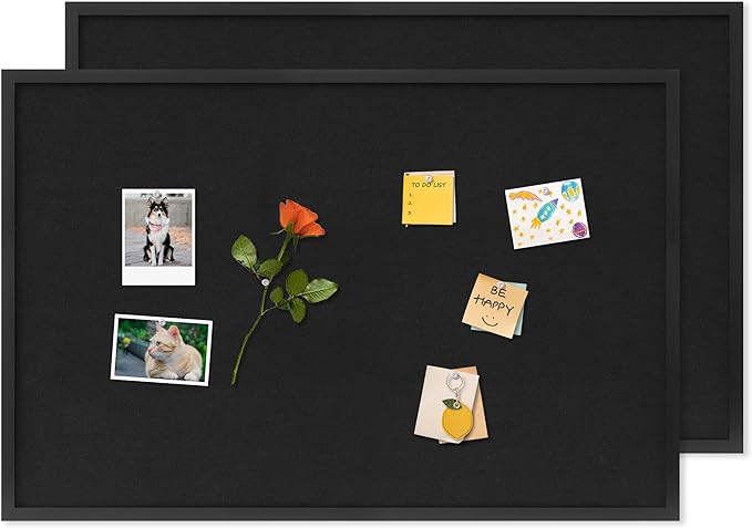Cork Board with Linen Black 2Pack,Bulletin Board 36"x24", Corkboards for Office Home School Message Board or Vision Board Decoration.