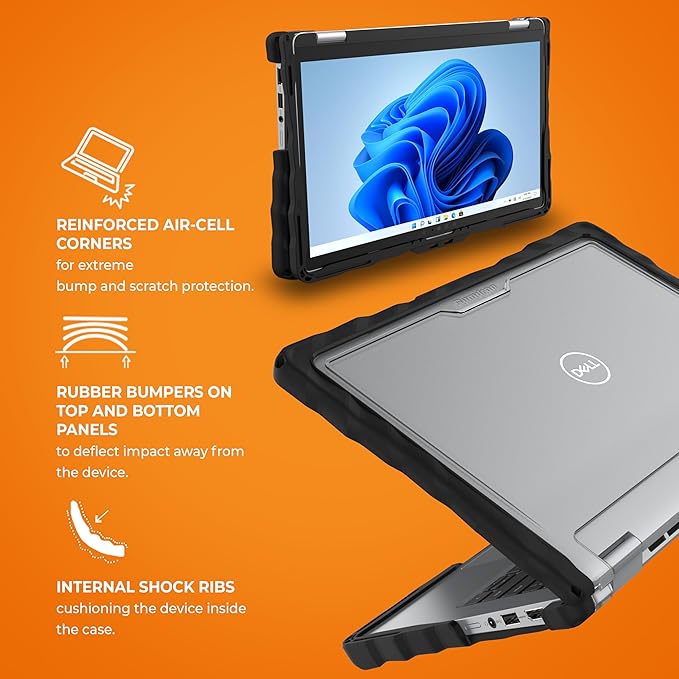 Gumdrop DropTech Hard Shell Laptop Case Fits Dell Latitude 5350 | 5340 13-inch (2-in-1) Rugged Drop Tested Shockproof Reliable Device Protection for Office, Travel, Business and Professionals - Black