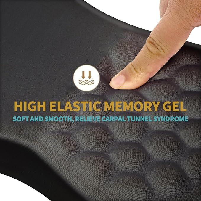 Hokafenle Ergonomic Mouse Pad Wrist Support with Massage Design, Wrist Rest Pain Relief Mousepad with Memory Foam&Non-Slip PU Base, Mouse Pads for Wireless Mouse & Desk (12x8 inch,Dark Grey)