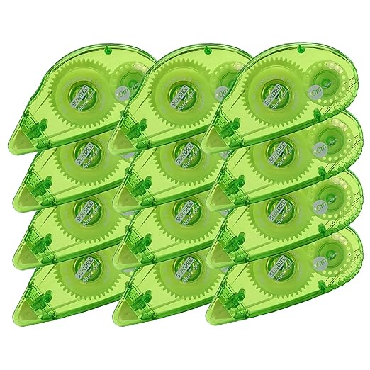 Glue Runner Permanent, Double Sided Adhesive Scrapbook Runner Tape Roller, 0.3-inch by 360-Inch, Permanent Adhesive Dots Roller Applicator, 12 Pack - Green