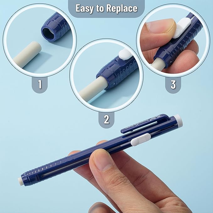Mr. Pen- Retractable Mechanical Eraser Pen, Pack of 4, Assorted Colors, Pencil Eraser, Eraser for Pencils, Retractable Eraser, Eraser for Artists, Eraser for Pens, Retractable Eraser Pen