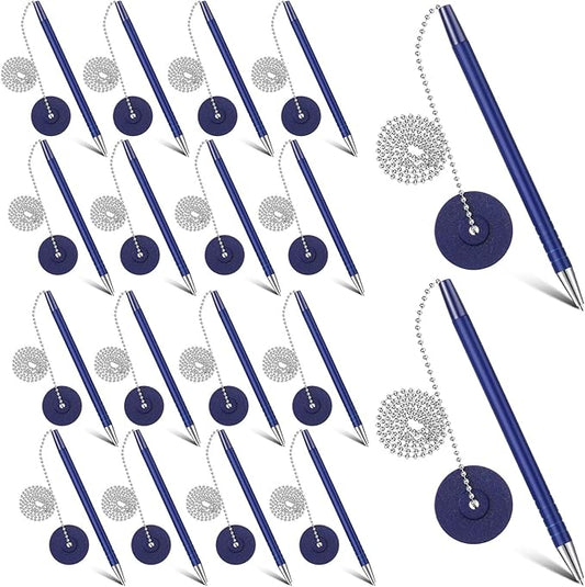 Pasimy Secure Pen with Adhesive Chain and Security Blue Ink Pen Holder for Home Office Supplies(20 Pieces)