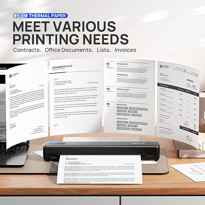 POLONO D810 Thermal Printer Paper 8.5 x 11 Inch, Advanced Thermal Printing, US Letter Size Thermal Paper Compatible with D810, Size 8.5" x 11", 1 Pack, 100 Sheets