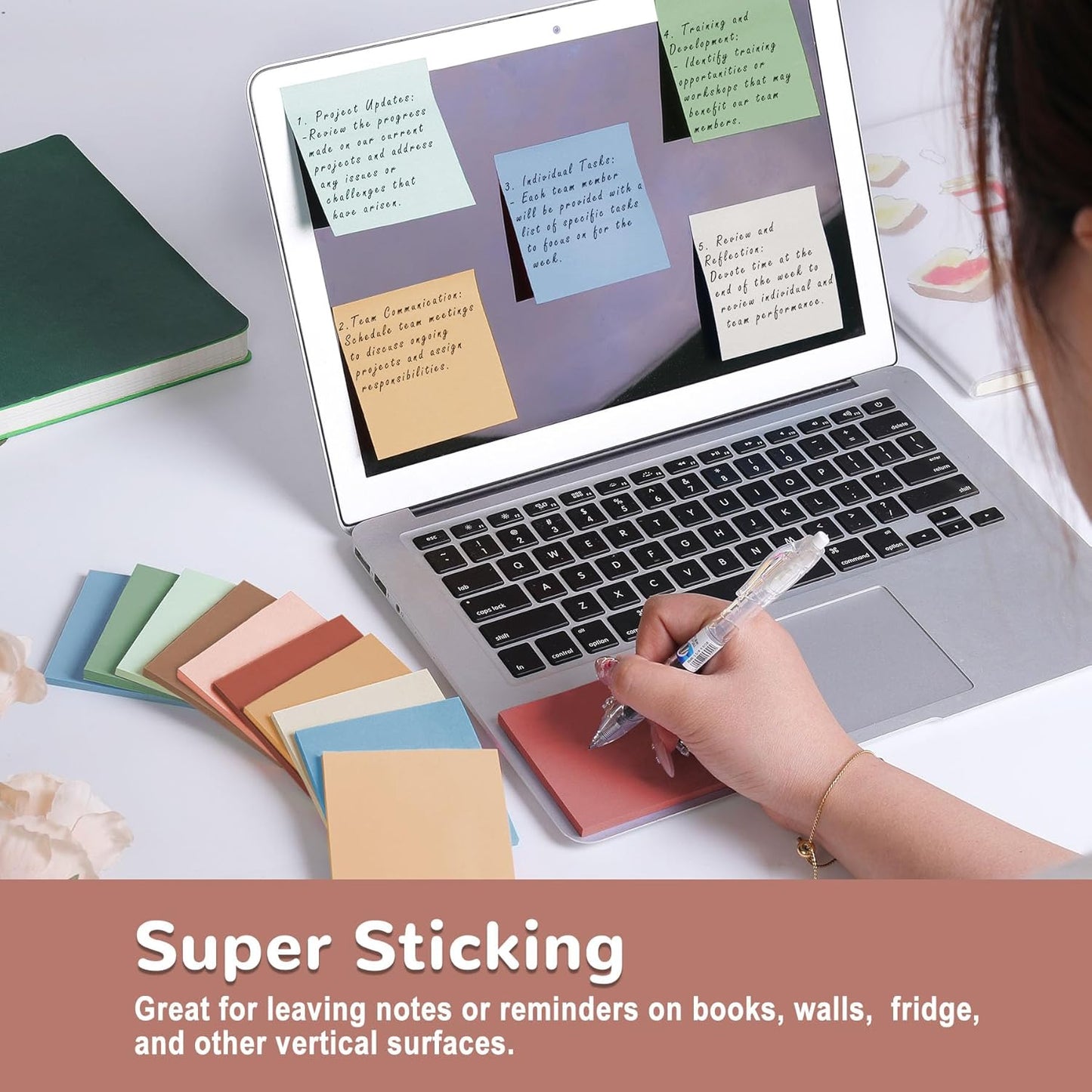 (24 Pack) Sticky Notes 3x3 in., Sticky Note Pads, Vintage Colors Self-Stick Notes Pads, Strong Adhesive, Recyclable, Easy to Post for Home, Office, Notebook