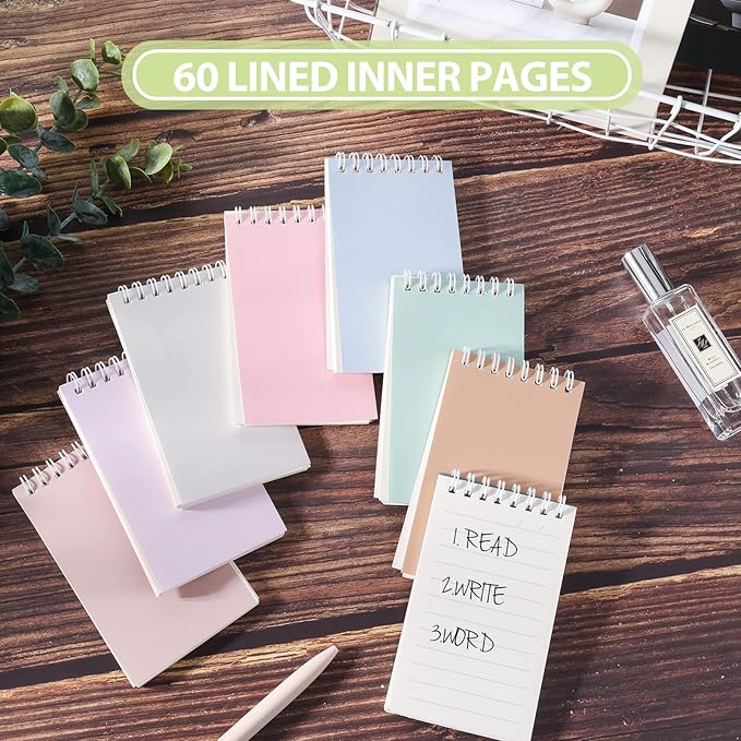 Ddaowanx Small Notebooks,3x5 Pocket Spiral Notepads With Lined Pages - The Perfect Little Mini Notebook to Stay Organized and Boost Productivity at Work or School (8, Cute Colors)