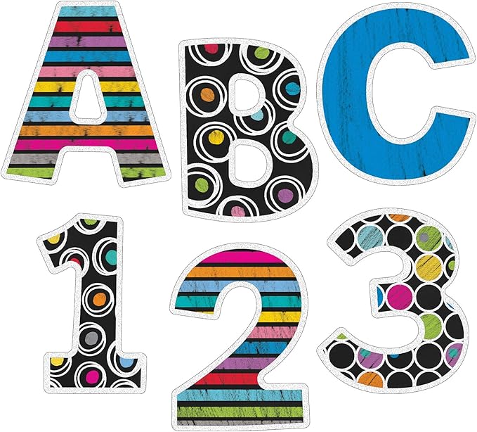 Carson Dellosa 76 Piece 4 Inch Colorful Chalkboard Bulletin Board Letters for Classroom, Uppercase Alphabet Letters, Numbers, Punctuation & Symbols, Cutout Letters for Bulletin Boards