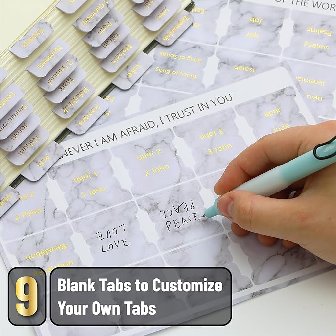 Mr. Pen- Bible Tabs, 75 Tabs, Marble Design, Gold Foil Lettering, Laminated Bible Tabs for Women and Men, Bible Tabs for Study Bible Index Tabs, Bible Book Tabs, Bible Labels Tabs