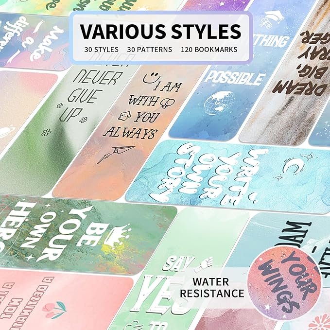Bookmark, Bookmarks for Adults, 120 PCS, Book Markers for Reading, Teacher Bookmark, Inspirational Bookmarks, Aesthetic Bookmark, Planner Bookmark, Paper Bookmarks, Book Marker, Bookmarks for Women