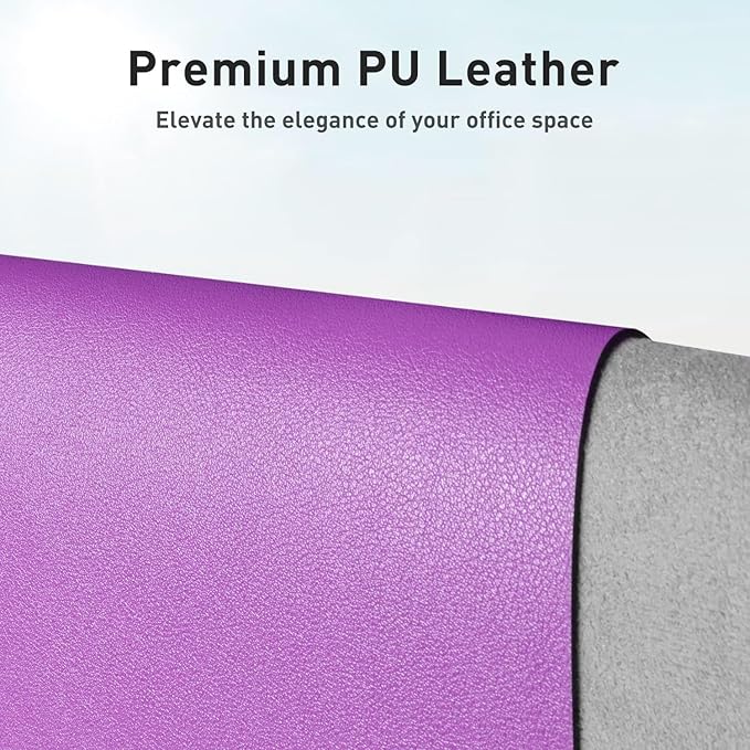 Aothia Leather Desk Pad Protector, Mouse Pad, Office Desk Mat, Non-Slip PU Leather Desk Blotter, Laptop Desk Pad, Waterproof Desk Writing Pad for Office and Home (23.6" x 13.7", Iris Violet)