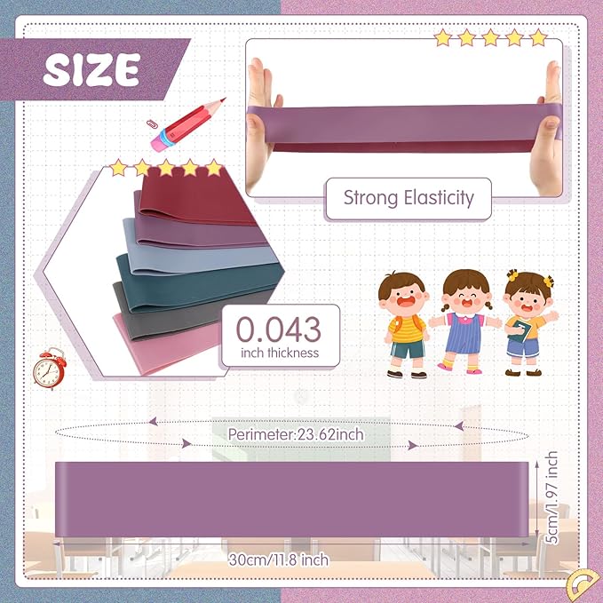 Berlune 24 Pcs Classroom Chair Bands Fidget Chairs and Desks Bands ADHD Autism Tools Bounce Flexible Seating for Classroom(Morandi Colors, 1.1 mm)