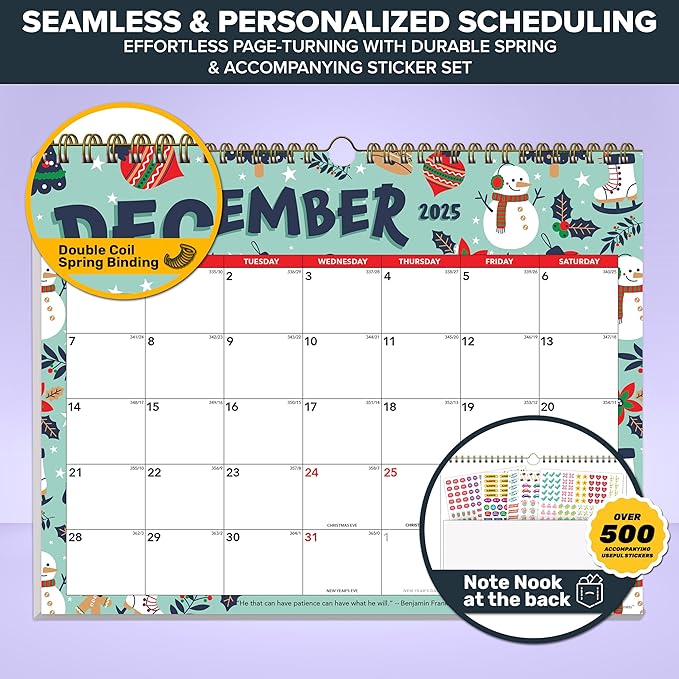 Decorably 18 Months Landscape 2025 Wall Calendar 2025 Jan 2025-June 2026, 11.5x8in 2025 Calendar Wall, Calendar 2025 Wall Calendar 2025-2026 Calendar, Small Calendar 2025 Small Wall Calendar