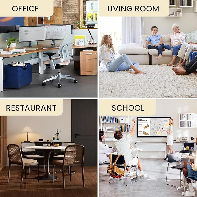 JAMBALAY Premium Tempered Glass Chair Mat with Beveled Edge for Easy Roll On, 55"x46" Office Floor Mat for Carpets or Hard Floor, Office Chair Mat with 4 Non Slip Pads, Thick 0.2″