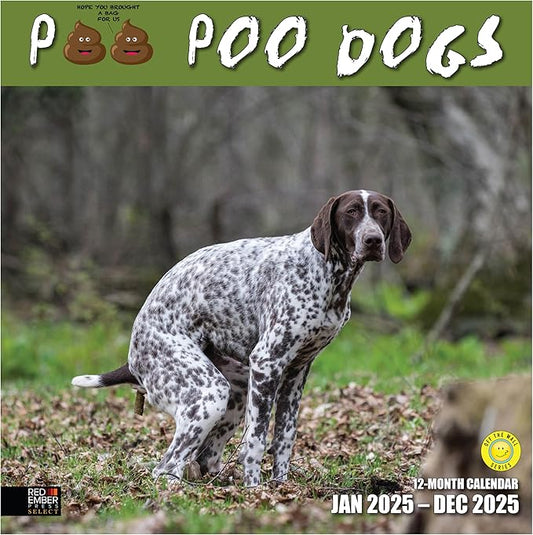 RED EMBER Select - Poo Poo Dogs 2025 Wall Calendar 12 Month Funny Secret Dirty Santa White Elephant Yankee Swap | 12" x 24" Open | Thick & Sturdy Paper | Giftable | Calendar 2025