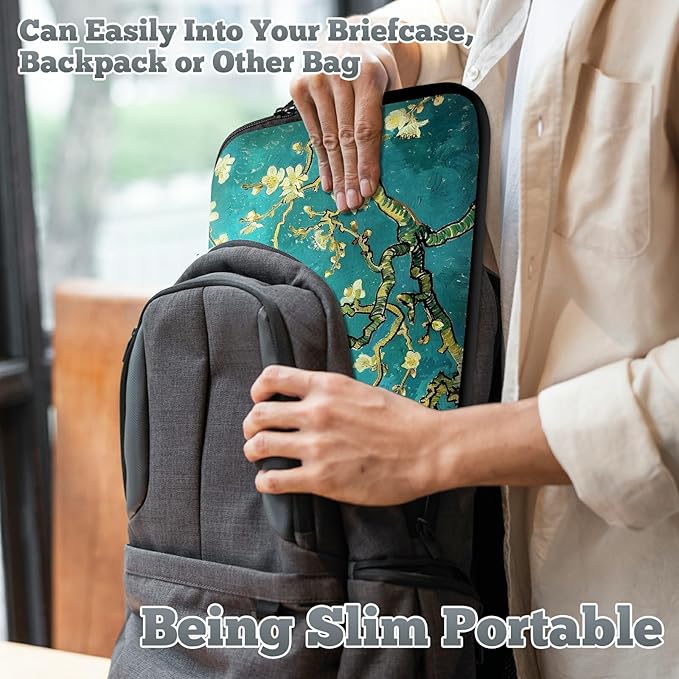 Universal Laptop Sleeve Tablet Case 12 inch, Art Plum Blossom Slim Carrying Case Durable Handbag Travel Laptop Bag for Surface Pro 9 8 7/Laptop Go 2 3, MacBook Air 11/12