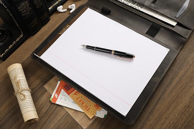 Personalized Leather Padfolio for Lefty, Business Portfolio Binder with Notepad Holder, Legal Pad Portfolio Folder for Men/Women - Grey