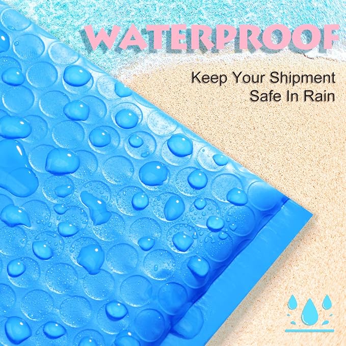 UCGOU Bubble Mailers 8.5x12 Inch Blue 25 Pack Usable Size 8.5x11 Poly Padded Envelopes #2 Medium Mailing Opaque Packaging Postal Self Seal Waterproof Boutique Shipping Bags for Clothes Makeup