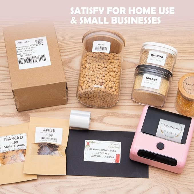 Phomemo Labels - Sticker Thermal Label for M110/M100/M108/M120/M220/M221/M120/M200 Label Printer, 1.57"x1.18"(40x30mm),Phomemo M110 M100 Labels, 690 Labels/3Roll, Square, Black on White