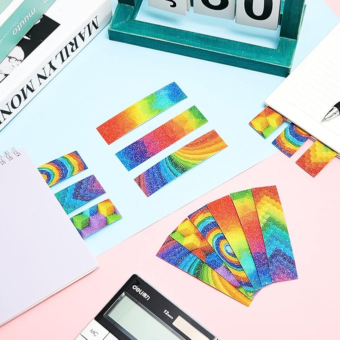 36 Pieces Anxiety Sensory Stickers Cute Fidget Textured Strips Toys Anti Stress Tactile Rough Sensory Calm Textured Strips Adhesives Anxiety Relief for Adults Teens Desk Classroom (Rainbow Style)