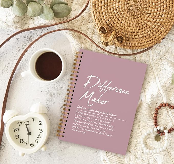 OXW Difference Maker Appreciation Gift, Meeting Notebook for Work, Thank You Gifts for Leader Mentor Manager Boss, Office Supplies Social Worker Notebook, Pink Hardcover Spiral Notebook 5.5 x 8.3
