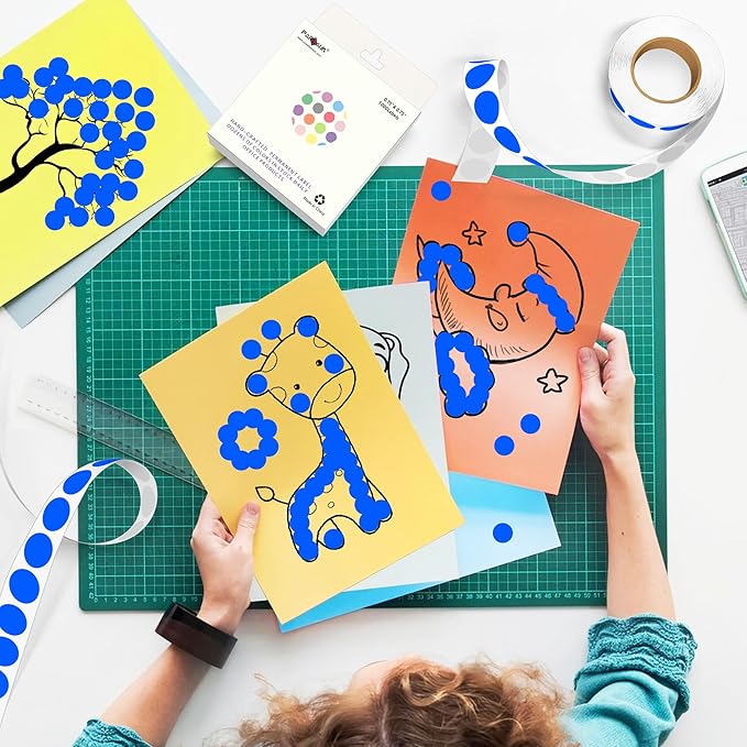 PARLAIM 3/4 Inch Round Permanent Adhesive Color-Code Dot Stickers,10000 Stickers Roll dots Label Dispenser Box Green Circle Stickers Labels 10Rolls (Blue)