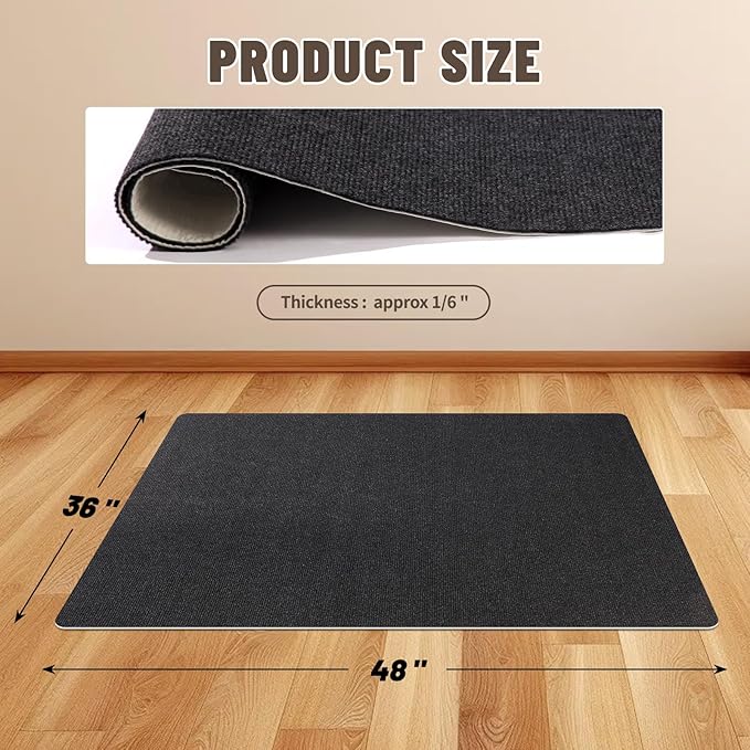 Office Chair Mat - for Hardwood Floors, Large Non-Slip Easy-Clean Floor Protection Blanket (Black, “48 x 36in”).