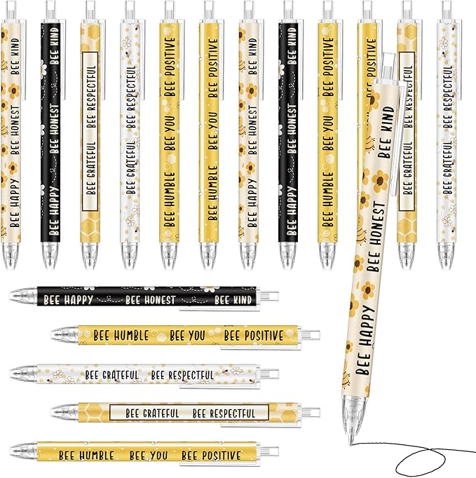 Jetec 30 Pcs Bee Pens Gifts Inspirational Cute Ballpoint Pens Bulk Motivational Employee Appreciation Black Ink for Bee Lovers Thank You Gifts