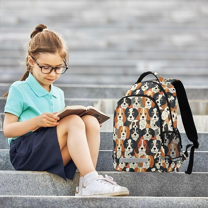 MNSRUU Laptop Backpack with Chest Strap, Cute Dog School Backpack, Travel Hiking Backpack for Boys Girls Teen Adult, Rucksack, Knapsack