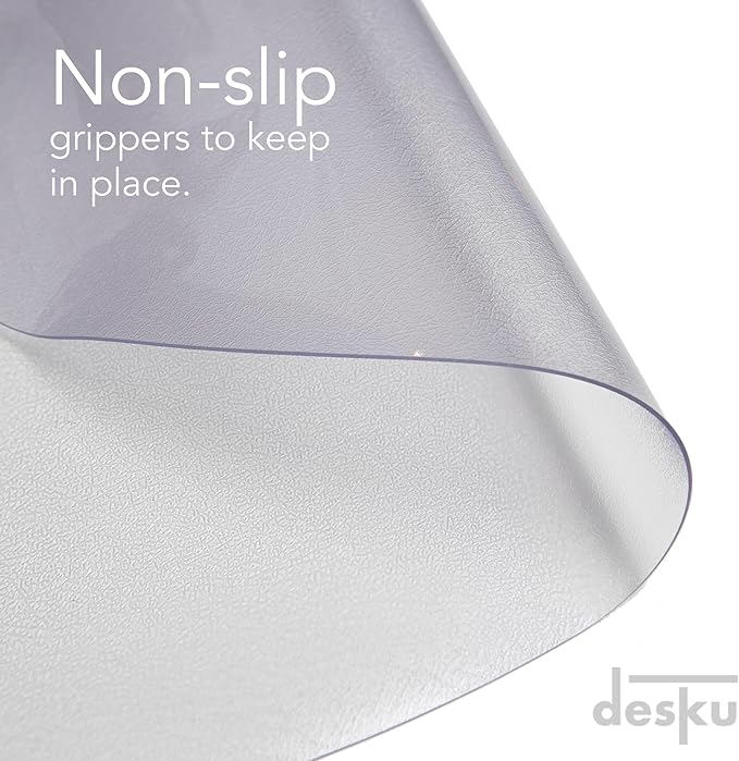 DESKU Flower Power Desk Chair Mat – Heavy-Duty PVC Mats for Hard Floor Protection, Clear, 48 x 49 Inches, Made in The USA