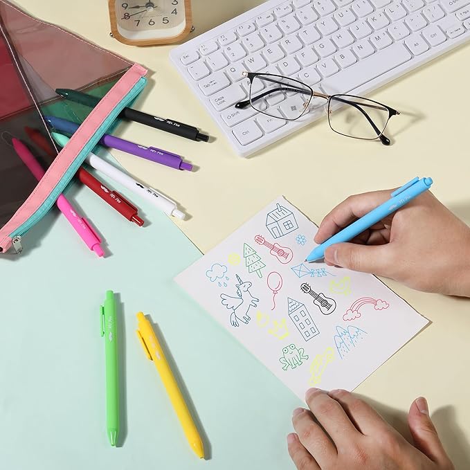 Mr. Pen- Retractable Gel Pens, 8 Pack, Color Ink Gel Pens Fine Point, Vivid Colors, 0.7mm Gel Pens Fine Point, Retractable Pens, Cute Pens, Aesthetic Pens for Journaling Fine Tip Pens