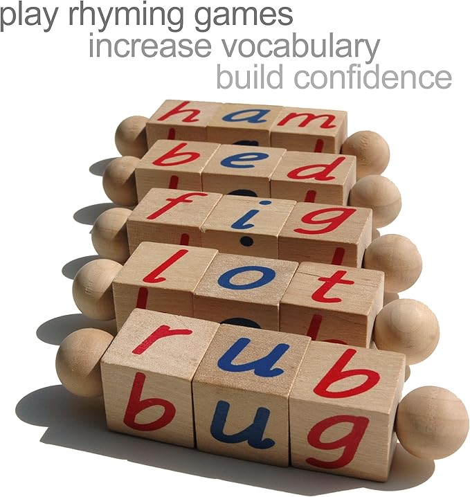 Phonetic Reading Blocks - A Phonics Manipulative Toy for Preschool Learning - Teach Children How to Read