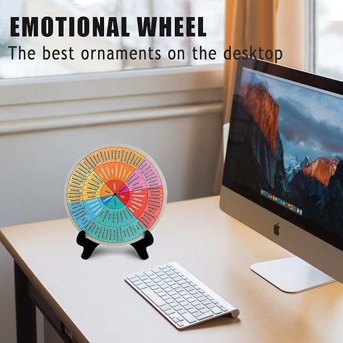 Feelings Wheel, Double-Sided Emotion Wheel with Stand, Counseling Office Must Have, Feelings Wheel Suitable for Therapy Office Decor School Counseling Office Must Have (ML, 1)