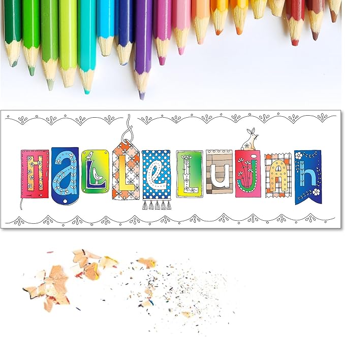 Christian Colouring Bookmarks, Psalms, Pack of 10 Different Designs, with Coloured Bible Verse on Reverse. Makes a Great Christian Gift for Adults or Children, by Just Cards Direct. (Orange/IOJBM)