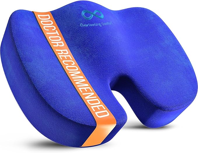Everlasting Comfort Doctor Recommended Memory Foam Seat Cushions for Office Chairs - HSA FSA Eligible Tailbone Pain Relief Cushion, Sciatica & Back Support, Office Chair Cushion & Car Seat Cushion