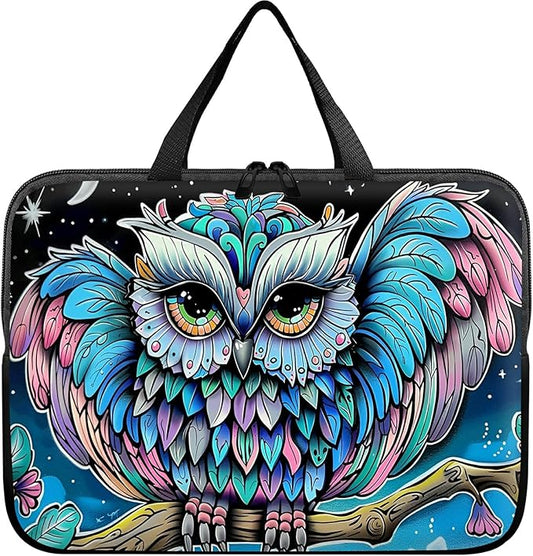 Universal Laptop Sleeve Tablet Case 12 inch, Owl Blue Slim Carrying Case Durable Handbag Travel Laptop Bag for Surface Pro 9 8 7/Laptop Go 2 3, MacBook Air 11/12