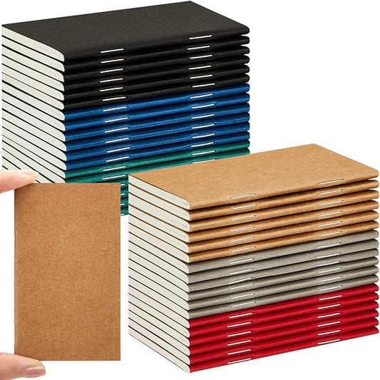 Outus 36 Pcs Pocket Notebook Mini Journal 2.5" x 4" Kraft Paper Mini Notepad Bulk Softcover Pocket Notepad Memo Diary Subject Notebooks for Student Traveler School(Multicolor)