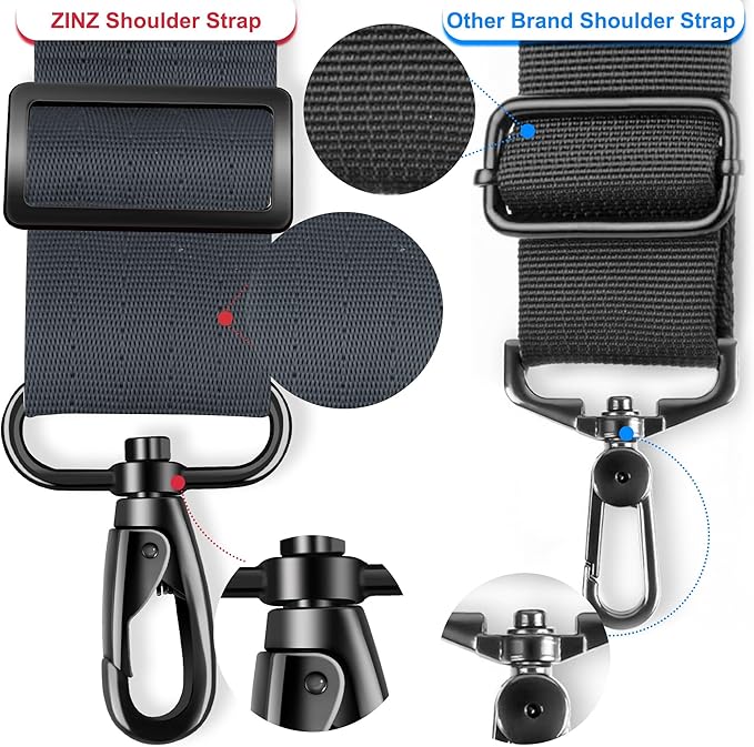 ZINZ 75" Shoulder Strap with Fixed Pad and Dual Balanced Buckles，Dark Gray